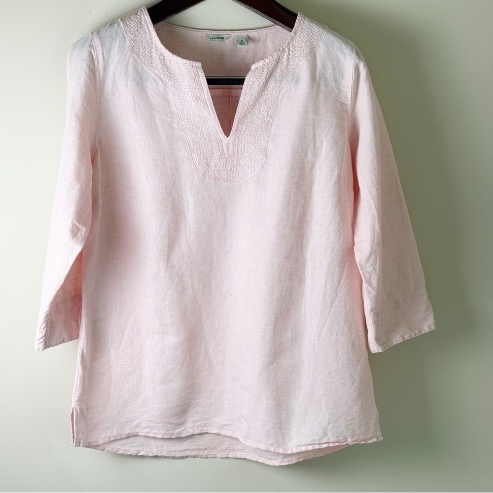 LLBEAN Pink Linen and Cotton Top - M Regular